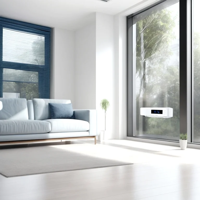 Bild eines KI-Klimageräts im modernen Wohnzimmer